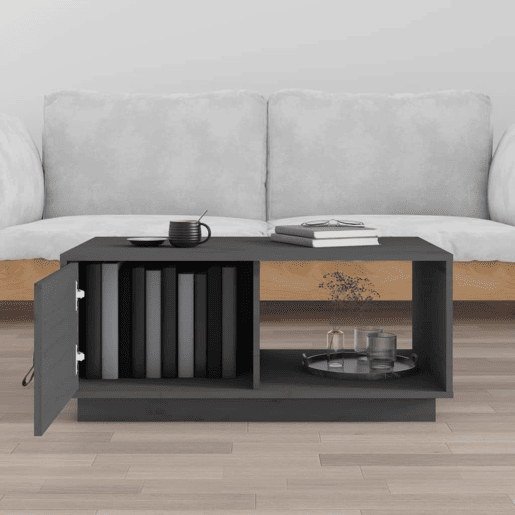 Mesa de Centro, Mesa baixa, 80x80x35,5 cm madeira de pinho maciça cinza