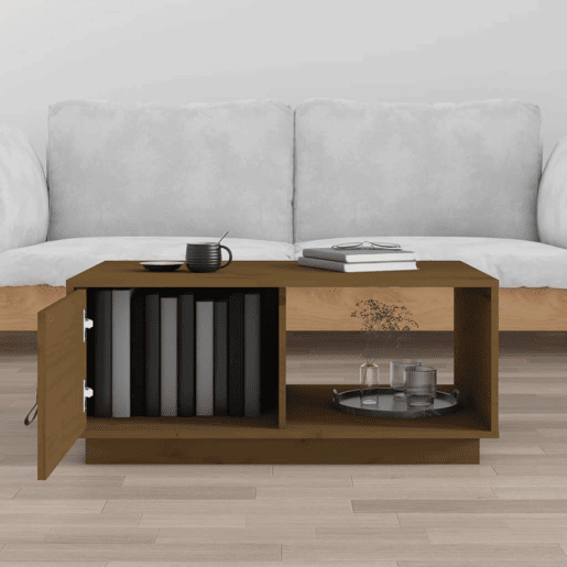 Mesa de Centro, Mesa baixa, 80x50x35,5 cm madeira pinho maciça castanho-mel