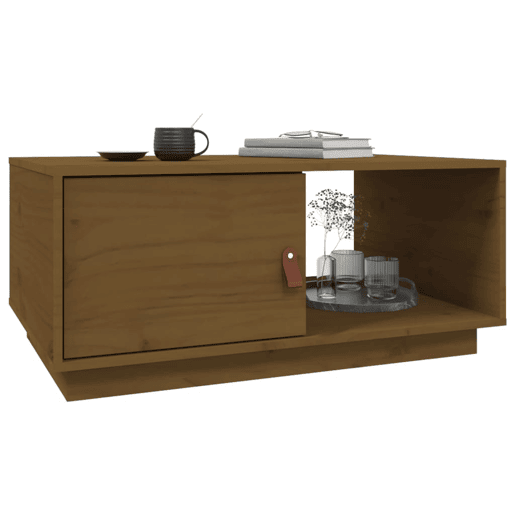 Mesa de Centro, Mesa baixa, 80x50x35,5 cm madeira pinho maciça castanho-mel