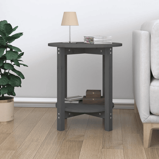 Mesa de Centro, Mesa baixa, Ø 55x60 cm madeira de pinho maciça cinzento Mesa de Centro, Mesa baixa, Ø 55x60 cm madeira de pinho maciça cinzento