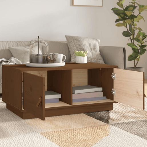 Mesa de Centro, Mesa baixa, 80x50x35 cm pinho maciço castanho mel