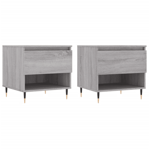 2pcs Mesas de centro, Mesas baixas 50x46x50cm deriv. madeira cinzento sonoma