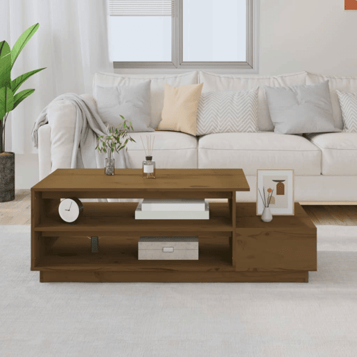 Mesa de Centro, Mesa baixa, 120x50x40,5cm madeira pinho maciça castanho mel