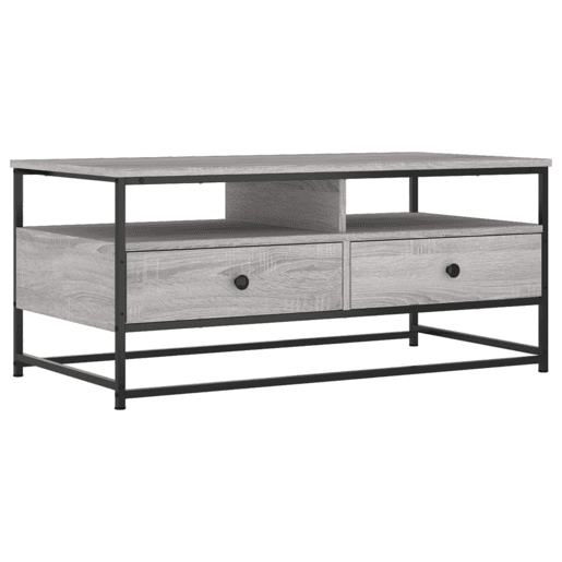 Mesa de Centro, Mesa baixa, 100x51x45cm derivados de madeira cinzento sonoma