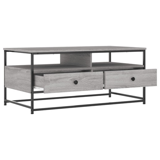 Mesa de Centro, Mesa baixa, 100x51x45cm derivados de madeira cinzento sonoma