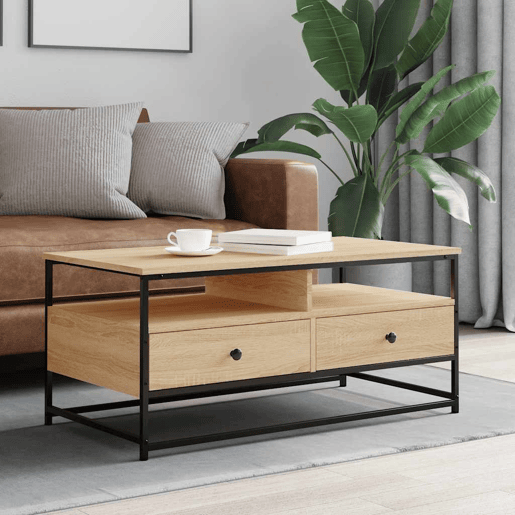 Mesa de Centro, Mesa baixa, 100x51x45 cm derivados madeira carvalho sonoma