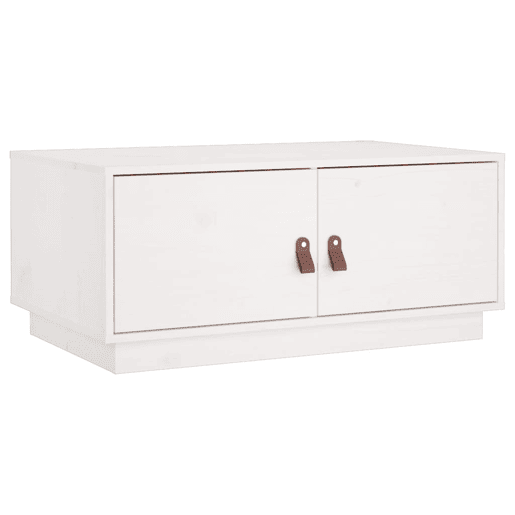Mesa de Centro, Mesa baixa, 80x50x35 cm madeira de pinho maciça branco
