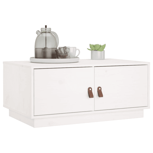 Mesa de Centro, Mesa baixa, 80x50x35 cm madeira de pinho maciça branco