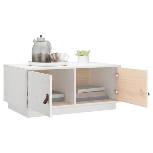 Mesa de Centro, Mesa baixa, 80x50x35 cm madeira de pinho maciça branco