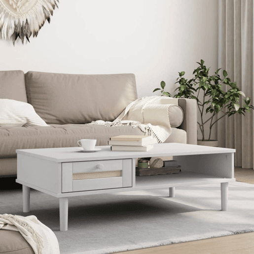 Mesa de Centro, Mesa baixa SENJA 100x55x33 cm pinho maciço branco Mesa de Centro, Mesa baixa SENJA 100x55x33 cm pinho maciço branco