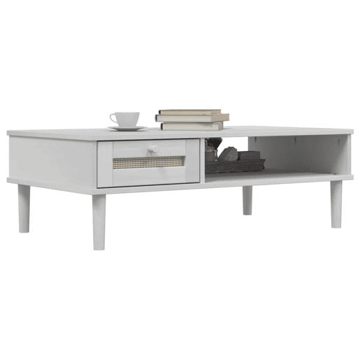Mesa de Centro, Mesa baixa SENJA 100x55x33 cm pinho maciço branco Mesa de Centro, Mesa baixa SENJA 100x55x33 cm pinho maciço branco