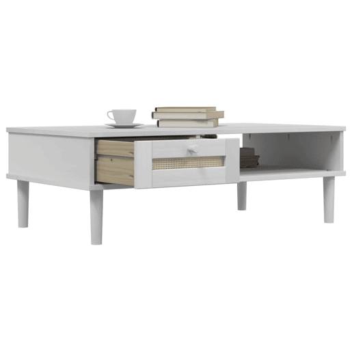 Mesa de Centro, Mesa baixa SENJA 100x55x33 cm pinho maciço branco Mesa de Centro, Mesa baixa SENJA 100x55x33 cm pinho maciço branco