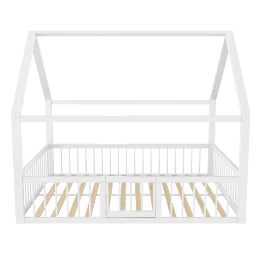 Cama metálica 140x200 cm - Estrutura de ferro, sem colchão, com adornos - Branco