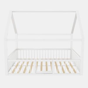Cama metálica 140x200 cm - Estrutura de ferro, sem colchão, com adornos - Branco