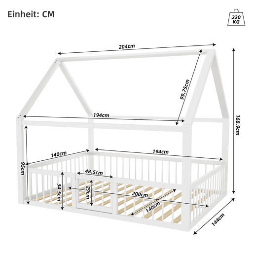 Cama metálica 140x200 cm - Estrutura de ferro, sem colchão, com adornos - Branco