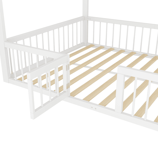 Cama metálica 140x200 cm - Estrutura de ferro, sem colchão, com adornos - Branco