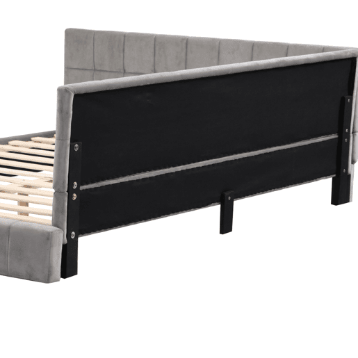 Sofá-cama 160*200 - Multifuncional com estrado de ripas - Veludo cinzento