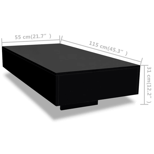 Mesa de Centro, Mesa baixa, em preto brilhante Mesa de Centro, Mesa baixa, em preto brilhante