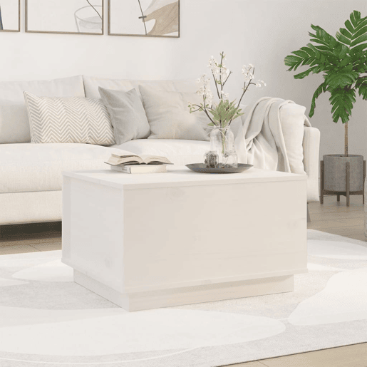 Mesa de Centro, Mesa baixa, 60x50x35 cm madeira de pinho maciça branco