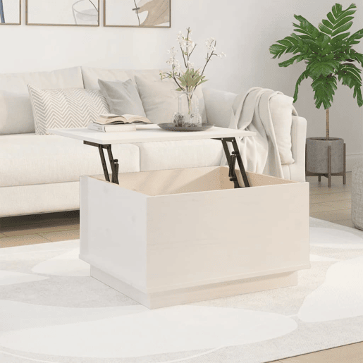 Mesa de Centro, Mesa baixa, 60x50x35 cm madeira de pinho maciça branco