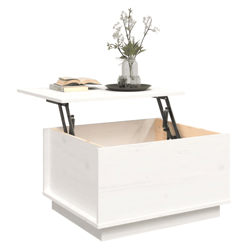 Mesa de Centro, Mesa baixa, 60x50x35 cm madeira de pinho maciça branco