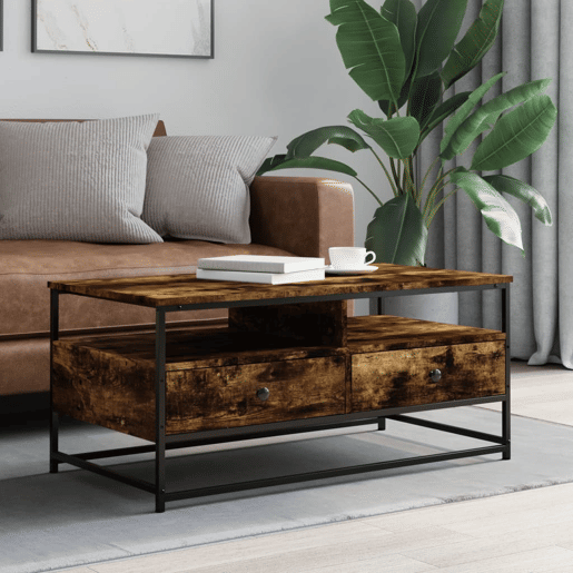 Mesa de Centro, Mesa baixa, 100x51x45 cm derivados madeira carvalho fumado