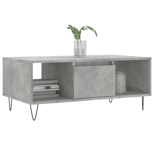 Mesa de Centro, Mesa baixa, 90x50x36,5 cm derivados madeira cinzento cimento