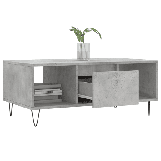 Mesa de Centro, Mesa baixa, 90x50x36,5 cm derivados madeira cinzento cimento