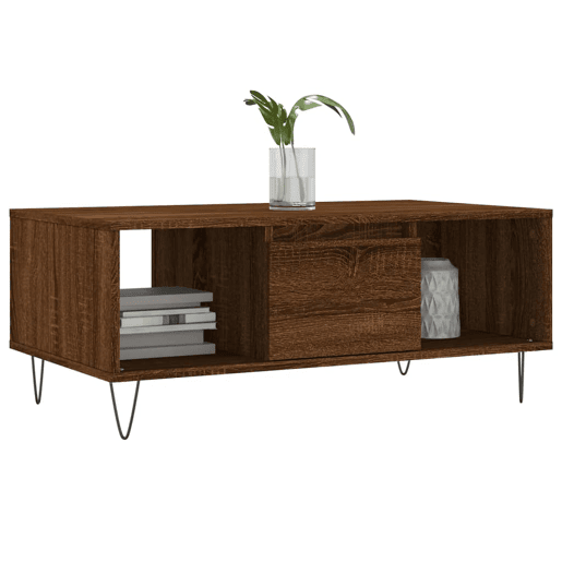 Mesa de Centro, Mesa baixa, 90x50x36,5cm derivados madeira carvalho castanho