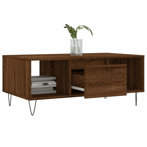 Mesa de Centro, Mesa baixa, 90x50x36,5cm derivados madeira carvalho castanho