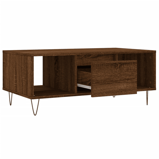 Mesa de Centro, Mesa baixa, 90x50x36,5cm derivados madeira carvalho castanho