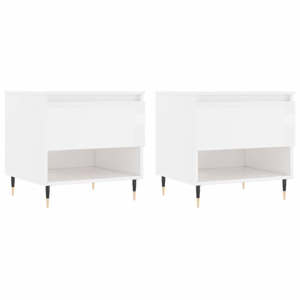 2 uds Mesas de Centro - Mesas de Café 50x46 Blanco Brillo