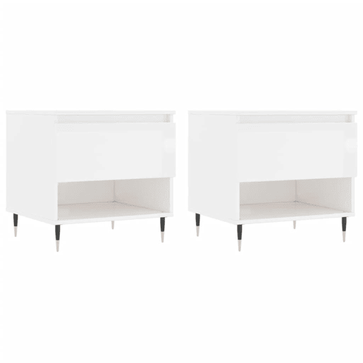2pcs Mesas de centro, Mesas baixas 50x46x50cm deriv. madeira branco brilhante