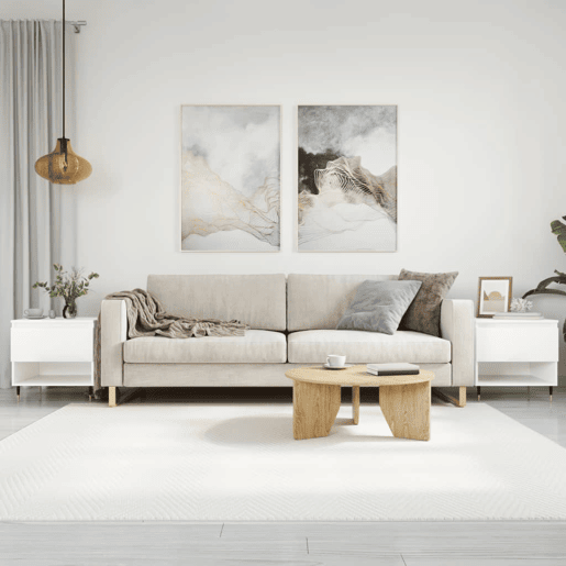 2pcs Mesas de centro, Mesas baixas 50x46x50cm deriv. madeira branco brilhante