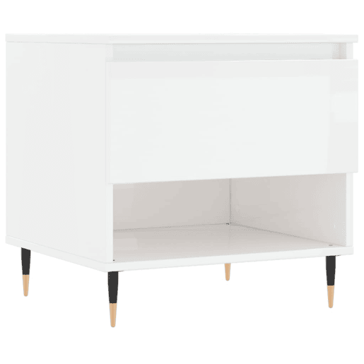 2pcs Mesas de centro, Mesas baixas 50x46x50cm deriv. madeira branco brilhante