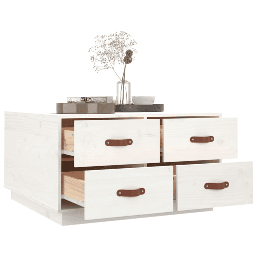 Mesa de Centro, Mesa baixa, 80x80x45 cm pinho maciço branco