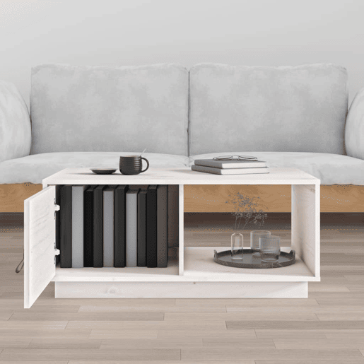 Mesa de Centro, Mesa baixa, 80x80x35,5 cm madeira de pinho maciça branco