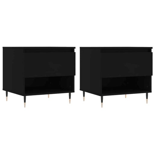 2pcs Mesas de centro, Mesas baixas 50x46x50 cm derivados de madeira preto
