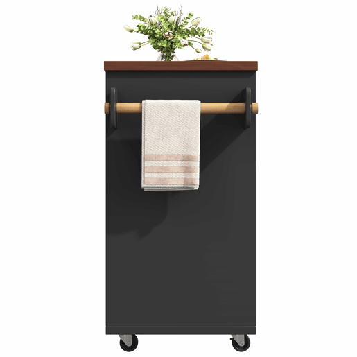 Ilha de cozinha multifuncional com mesa extensível e balcão (131,5-210 cm) u2013 giratória a 360°, com gavetas e armários, bancada versátil u2013 preto