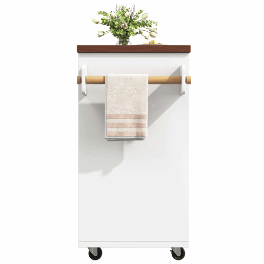 Ilha de cozinha com balcão e mesa de jantar extensível de 131,5 a 210 cm u2013 giratória a 360°, com gavetas e armários, bancada multifuncional u2013 Branco