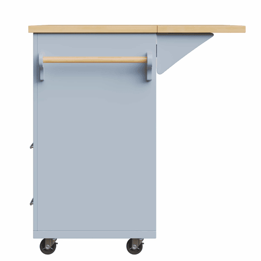 Carrinho de cozinha ergonómico sem dimensões específicas - com gavetas, porta-garrafas extraível, prateleira lateral para snacks e espaço para cesto do lixo - Azul
