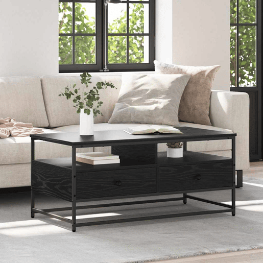 Mesa de Centro, Mesa baixa, com gaveta Carvalho Preto 100 x 51 x 45 cm