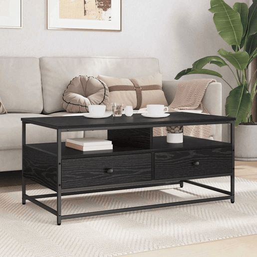 Mesa de Centro, Mesa baixa, com gaveta Carvalho Preto 100 x 51 x 45 cm