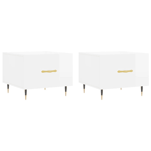 2pcs Mesas de Centro - Mesas baixas 50x50x40 cm branco brilhante