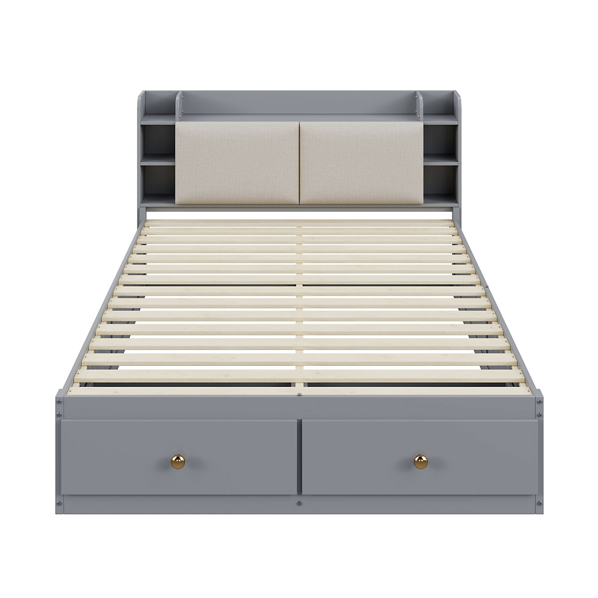 Cama combinada de madera maciza 140x200 cm - cabecero con compartimento de almacenamiento, con cajones, con mesa de noche, con armario de