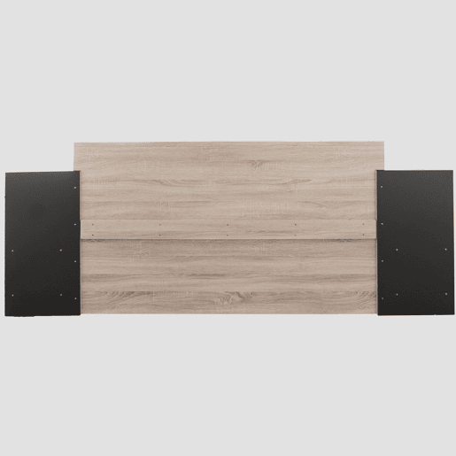 Cama de casal 160x200 cm - Com 2 mesas de cabeceira, estrutura em madeira, cor carvalho Sonomacinza escuro
