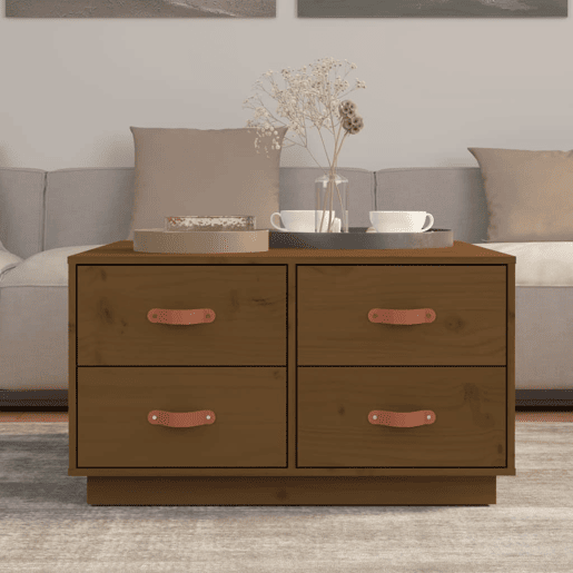Mesa de Centro, Mesa baixa, 80x80x45 cm pinho maciço castanho mel