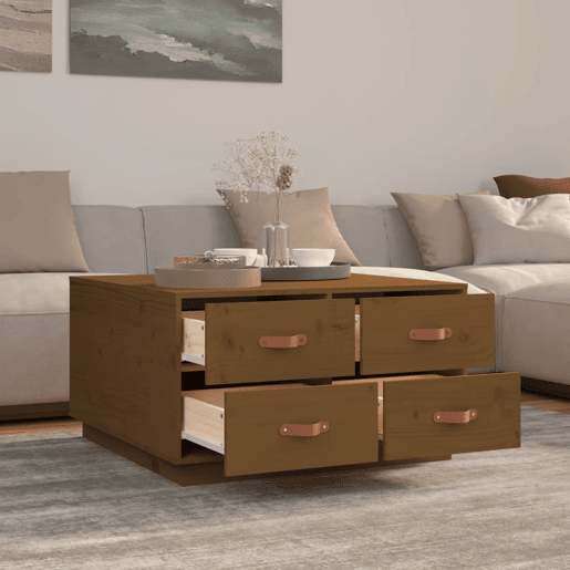 Mesa de Centro, Mesa baixa, 80x80x45 cm pinho maciço castanho mel