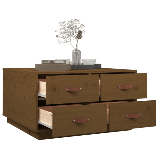 Mesa de Centro, Mesa baixa, 80x80x45 cm pinho maciço castanho mel