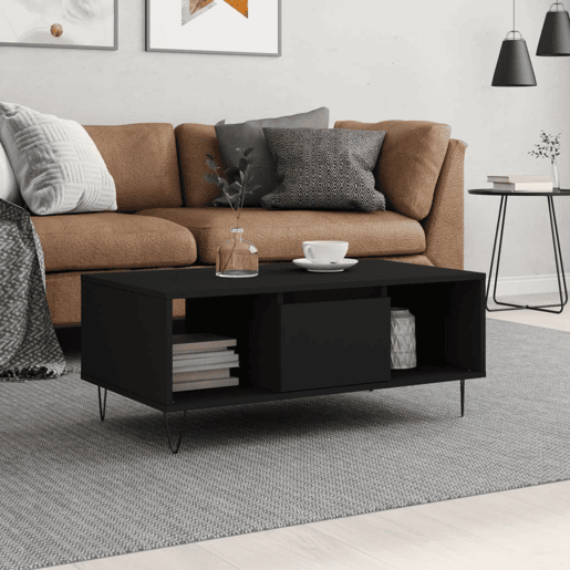 Mesa de Centro, Mesa baixa, 90x50x36,5 cm derivados de madeira preto